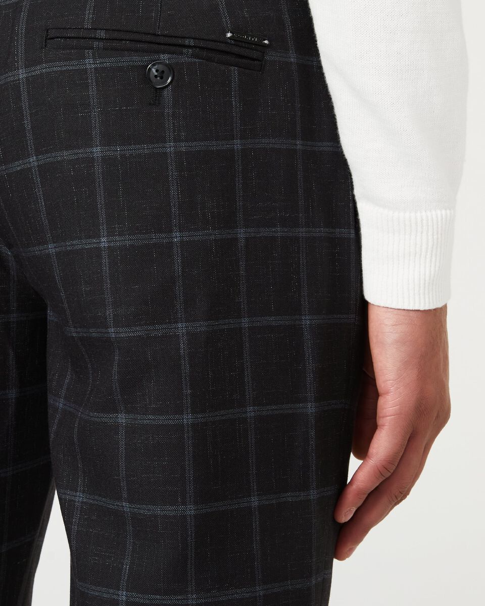 Mens Black Windowpane Tailored Suit Pant